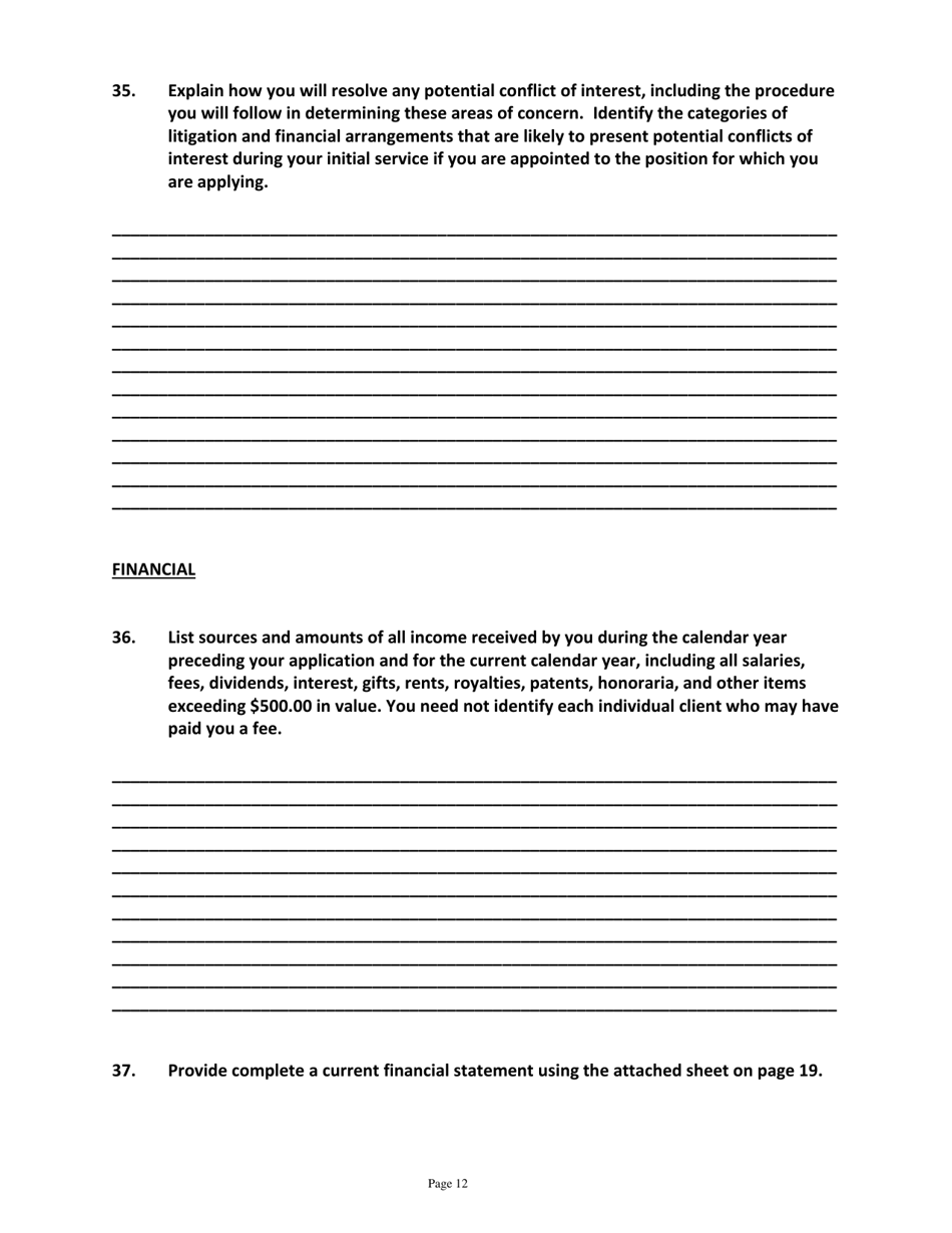 Application for Candidates for Superior Court Judge - Vermont, Page 12