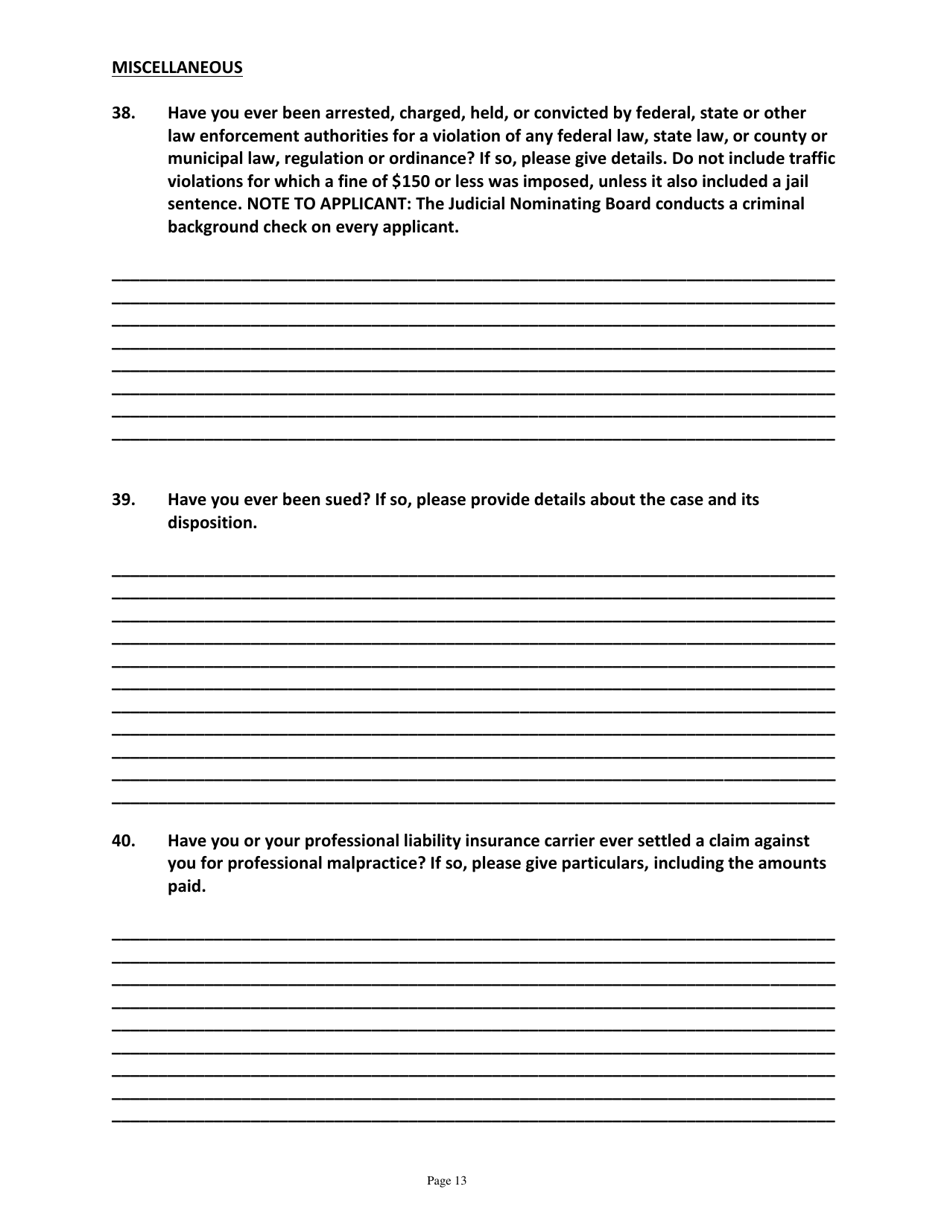 Application for Candidates for Superior Court Judge - Vermont, Page 13