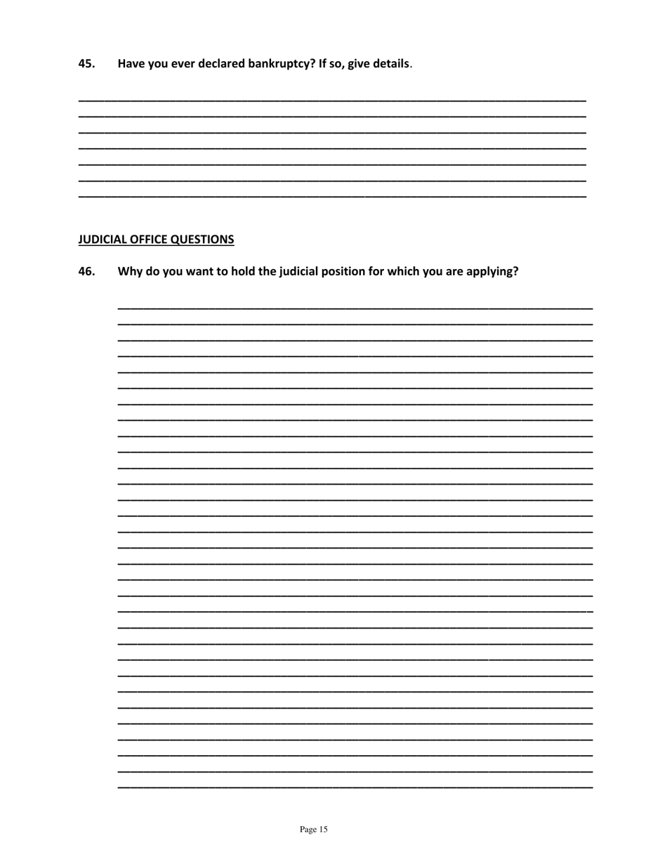 Application for Candidates for Superior Court Judge - Vermont, Page 15