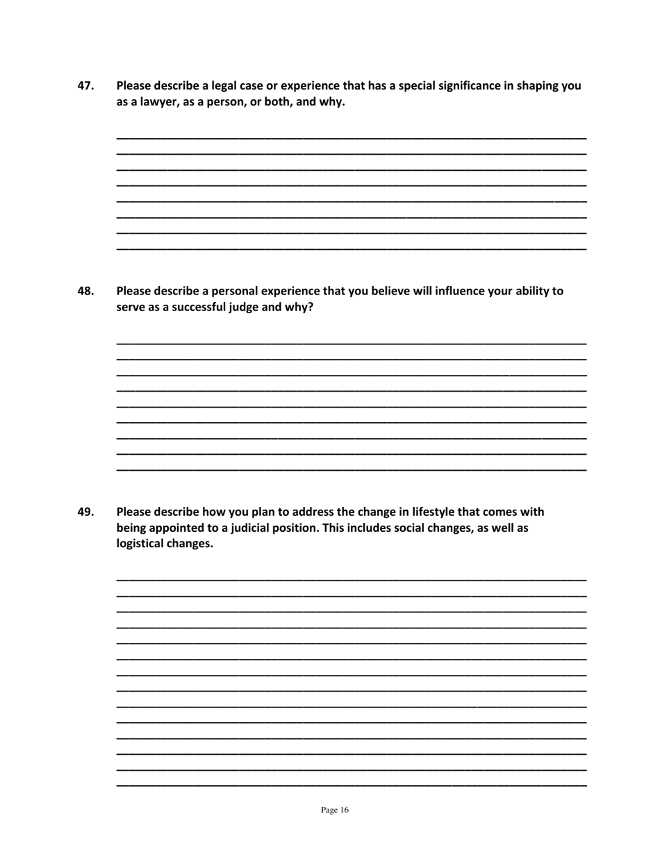 Application for Candidates for Superior Court Judge - Vermont, Page 16