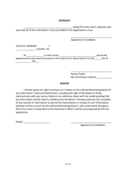 Application for Candidates for Superior Court Judge - Vermont, Page 20