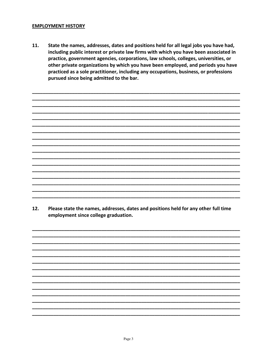 Application for Candidates for Superior Court Judge - Vermont, Page 3