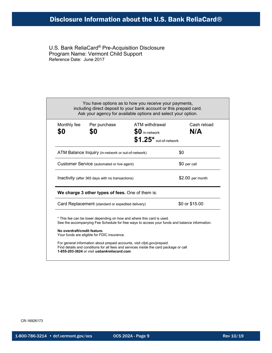 Form OCS202A Application for Child Support Services - Vermont, Page 9