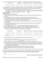 Form 400-00150CC Complaint for Relief From Abuse on Behalf of a Child - Vermont, Page 2