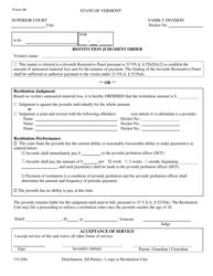 Document preview: Form 86 Juvenile Restitution Judgment Order - Vermont