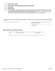Form 400-00817 Summons and Verified Complaint to Establish Parentage and Related Obligations - Vermont, Page 8