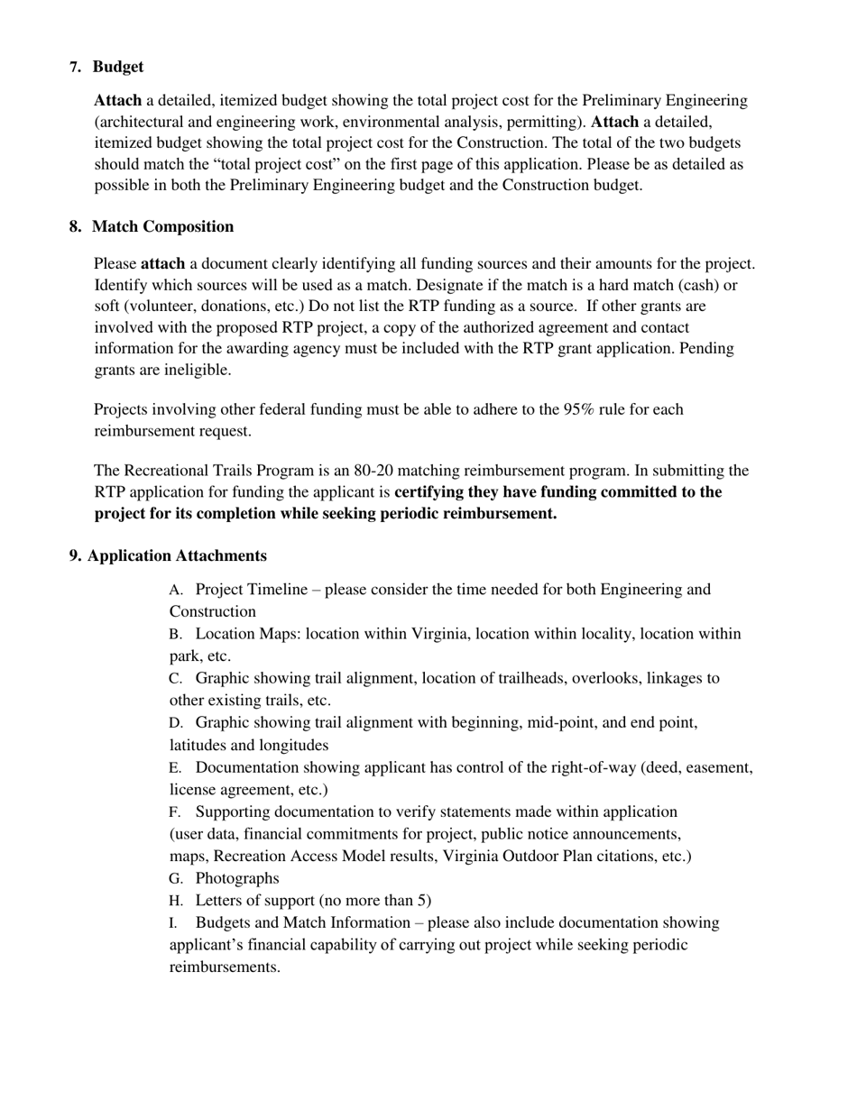 Form DCR199-195 Recreational Trails Program Application - Virginia, Page 11