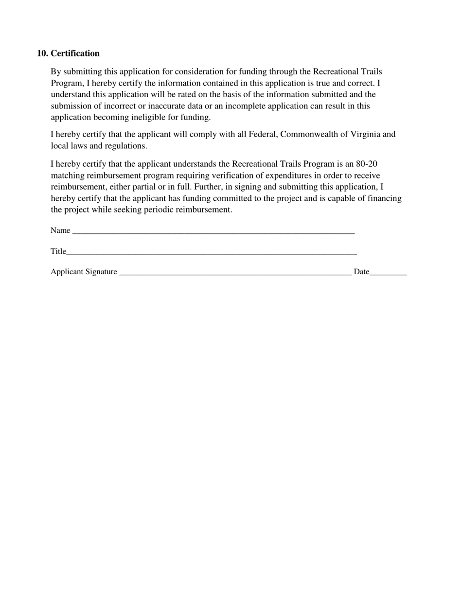 Form DCR199-195 Recreational Trails Program Application - Virginia, Page 12