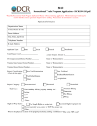 Form DCR199-195 Recreational Trails Program Application - Virginia