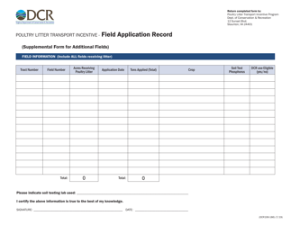Form DCR199-186 Poultry Litter Transport Incentive Field Application Record - Virginia, Page 2