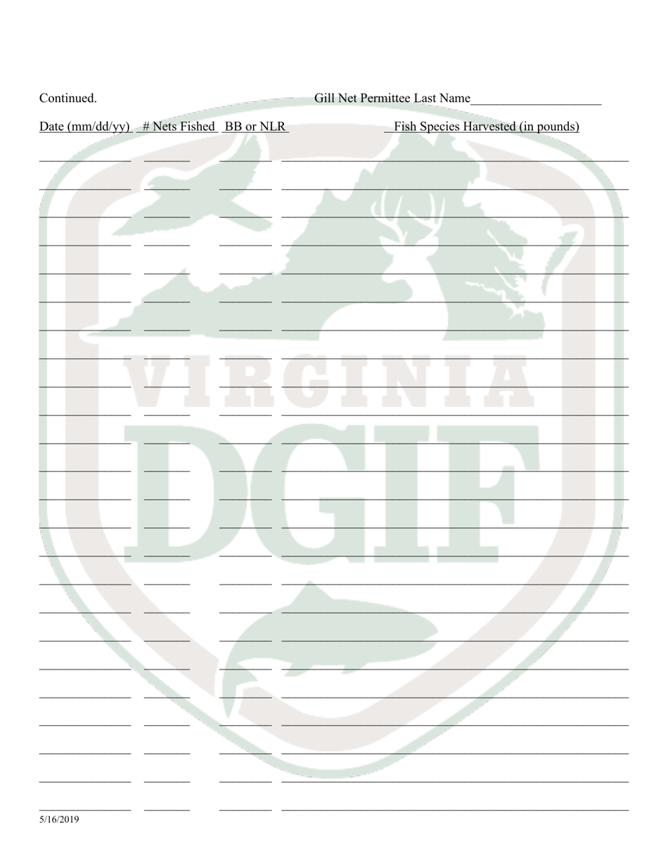 Application for Gill Net Permit (Back Bay and North Landing River Only) (15 - Gnet) - Virginia, Page 5