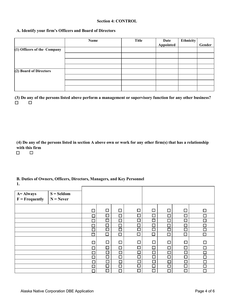 Alaska Native Corporation (Anc) Dbe Application - Virginia, Page 4