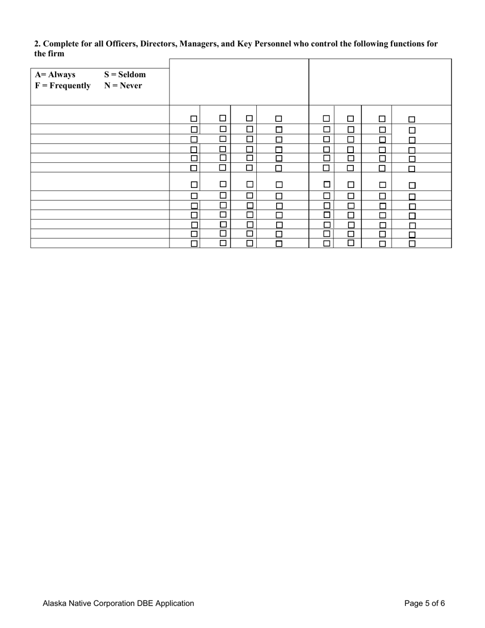 Alaska Native Corporation (Anc) Dbe Application - Virginia, Page 5