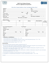 Ssbci Cash Collateral Program Borrower Application and Agreement - Virginia