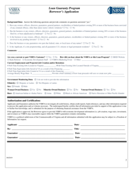 Loan Guaranty Program Borrower&#039;s Application - Virginia, Page 2