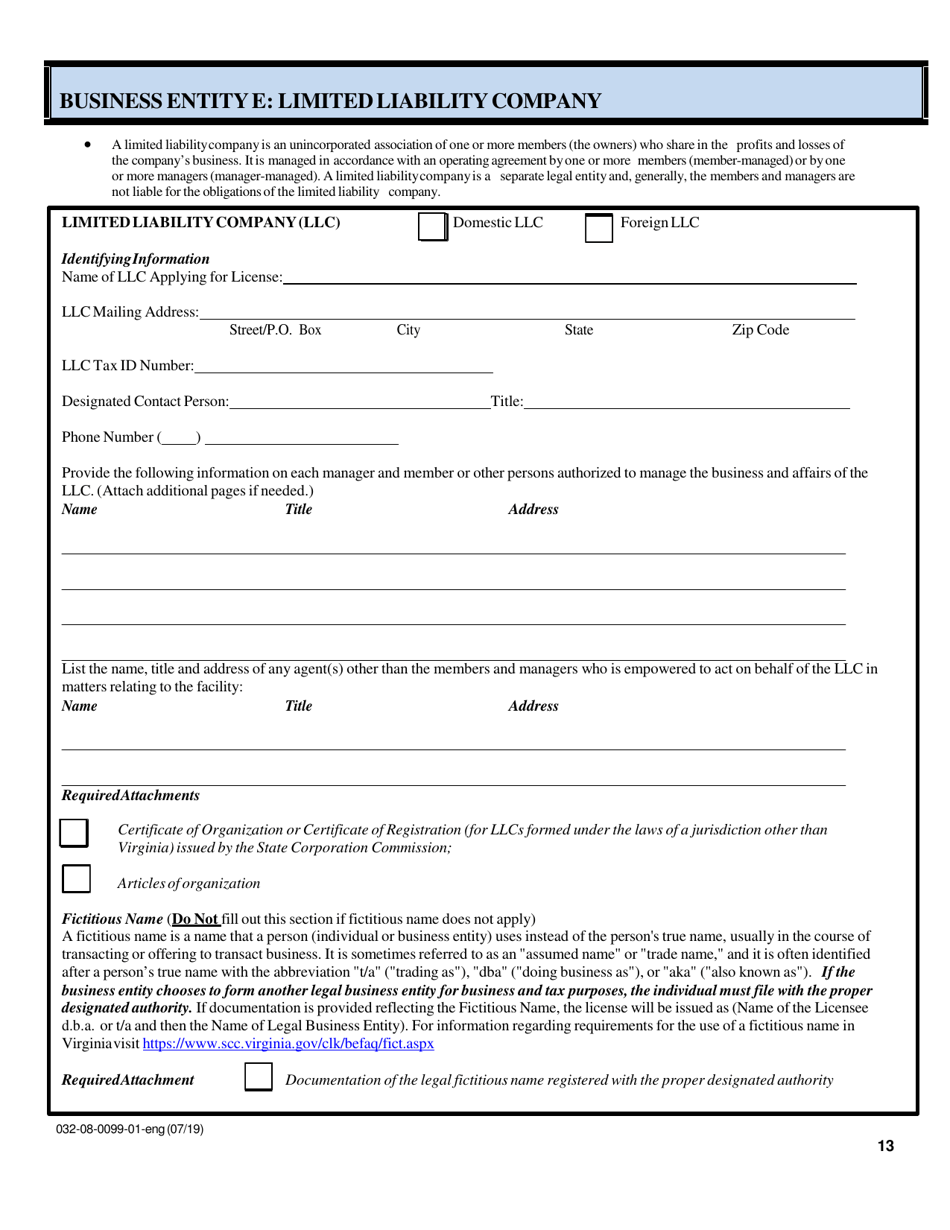 Form 032-08-0099-01 Renewal Application for a License to Operate a Childrens Residential Facility (Crf) - Virginia, Page 13