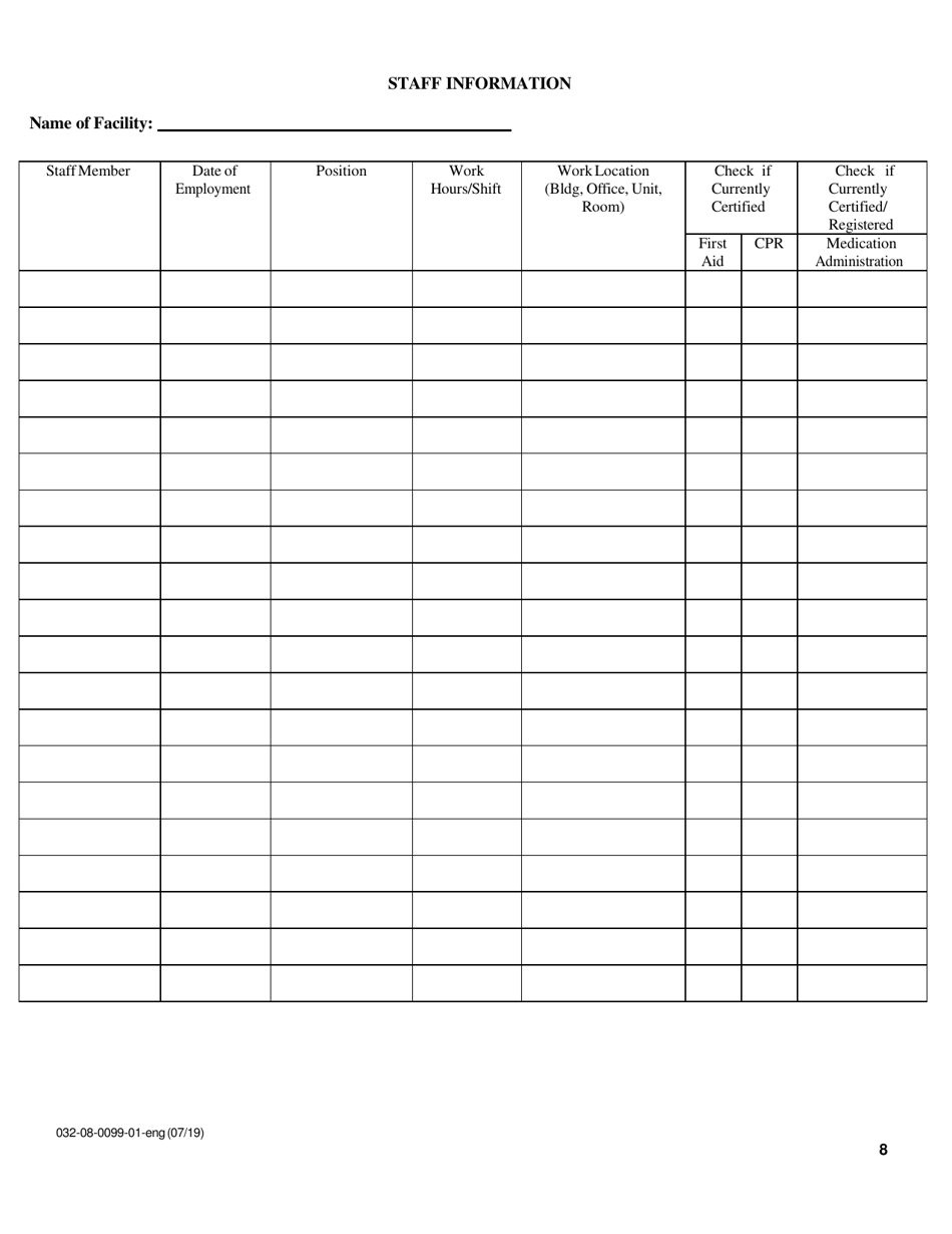 Form 032-08-0099-01 Renewal Application for a License to Operate a Childrens Residential Facility (Crf) - Virginia, Page 8