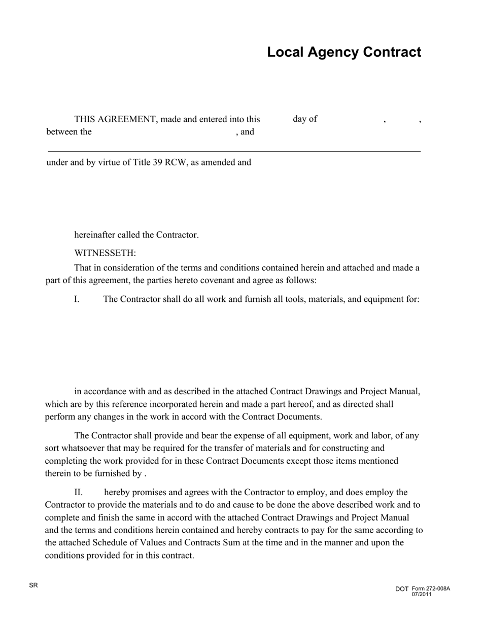 DOT Form 272-008A Local Agency Contract - Building Construction - Washington, Page 1