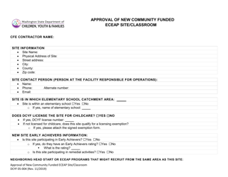 DCYF Form 05-004 Approval of New Community Funded Eceap Site/Classroom - Washington