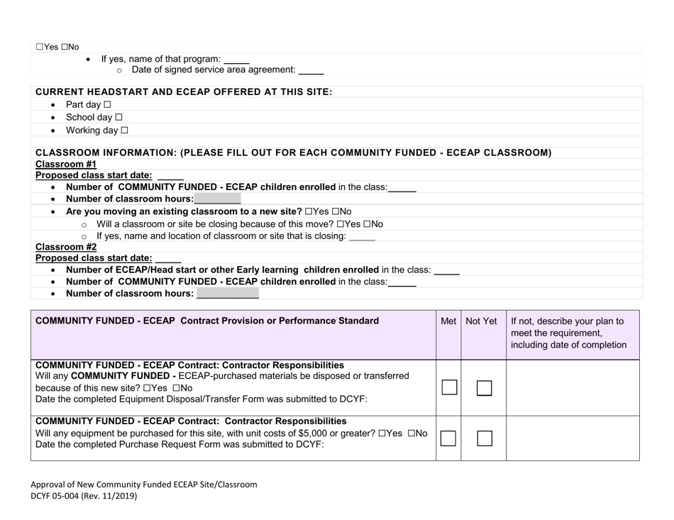 DCYF Form 05-004 Approval of New Community Funded Eceap Site / Classroom - Washington, Page 2