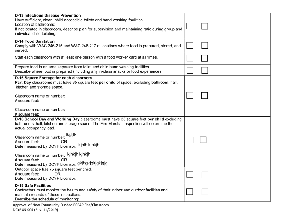 DCYF Form 05-004 Approval of New Community Funded Eceap Site / Classroom - Washington, Page 3