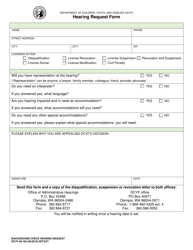 Document preview: DCYF Form 09-160 Hearing Request Form - Washington