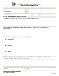 DCYF Form 09-162 Reconsideration Request - Washington