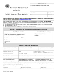 DCYF Form 09-165 Portable Background Check Application - Washington