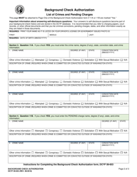 DCYF Form 09-653 Background Check Authorization - Washington, Page 2