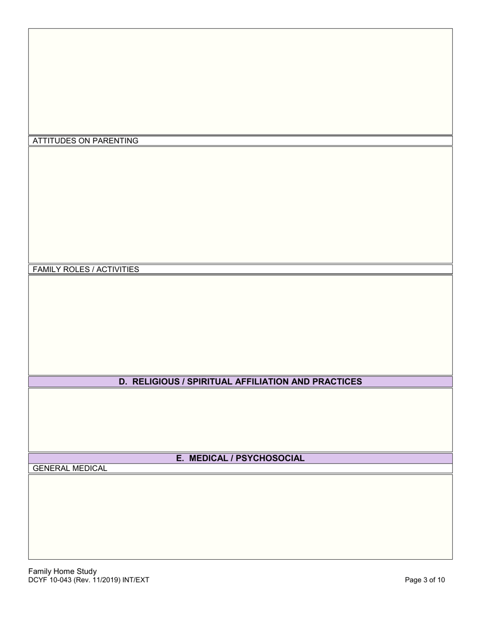 DCYF Form 10-043 Family Home Study - Washington, Page 3