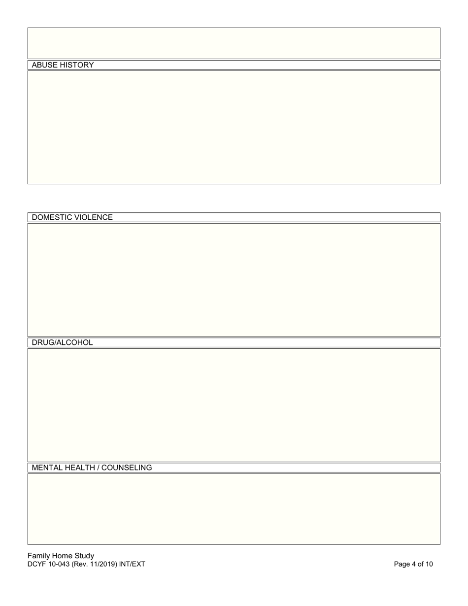 DCYF Form 10-043 Family Home Study - Washington, Page 4
