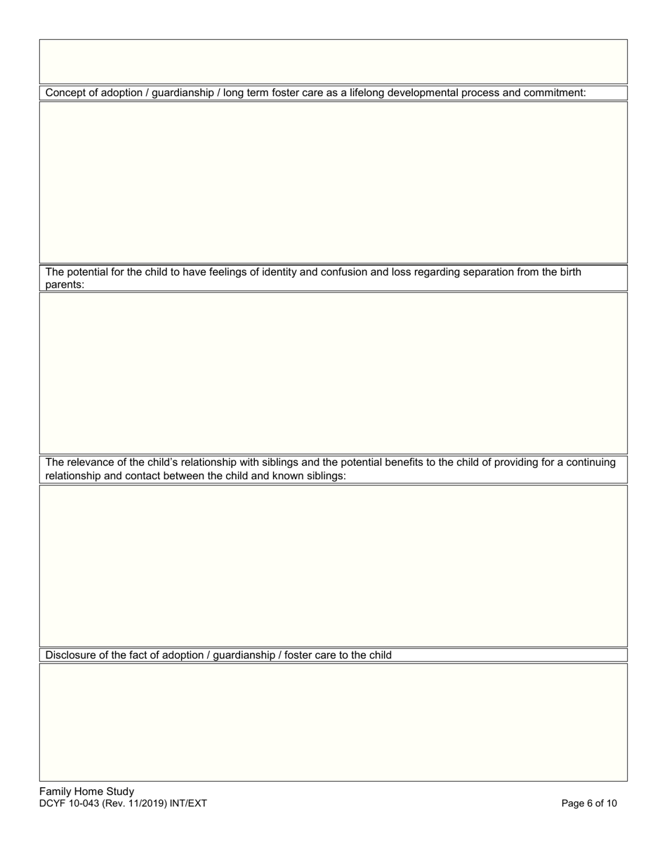 DCYF Form 10-043 Family Home Study - Washington, Page 6