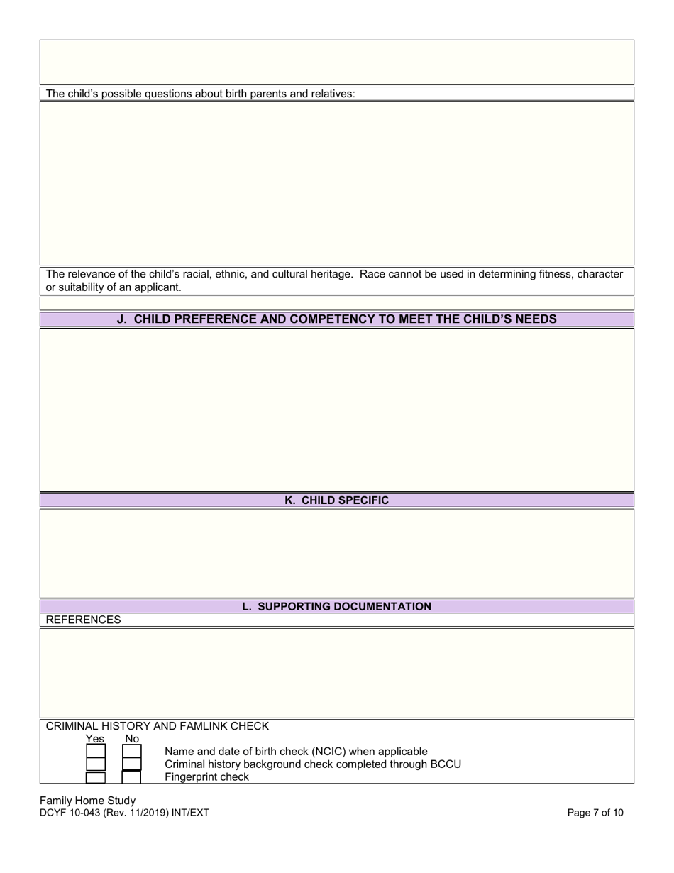 DCYF Form 10-043 Family Home Study - Washington, Page 7
