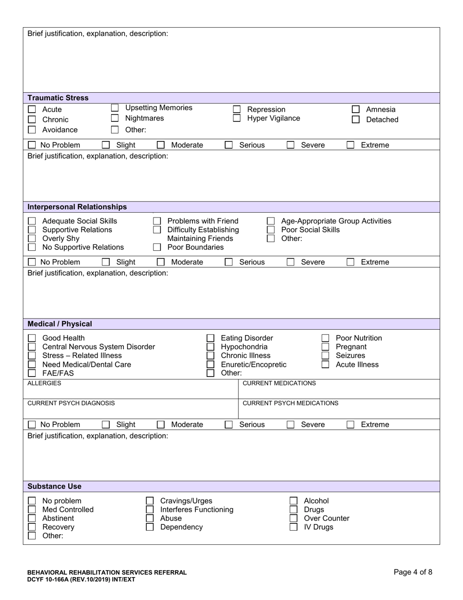 DCYF Form 10-166A Download Fillable PDF or Fill Online Behavioral ...