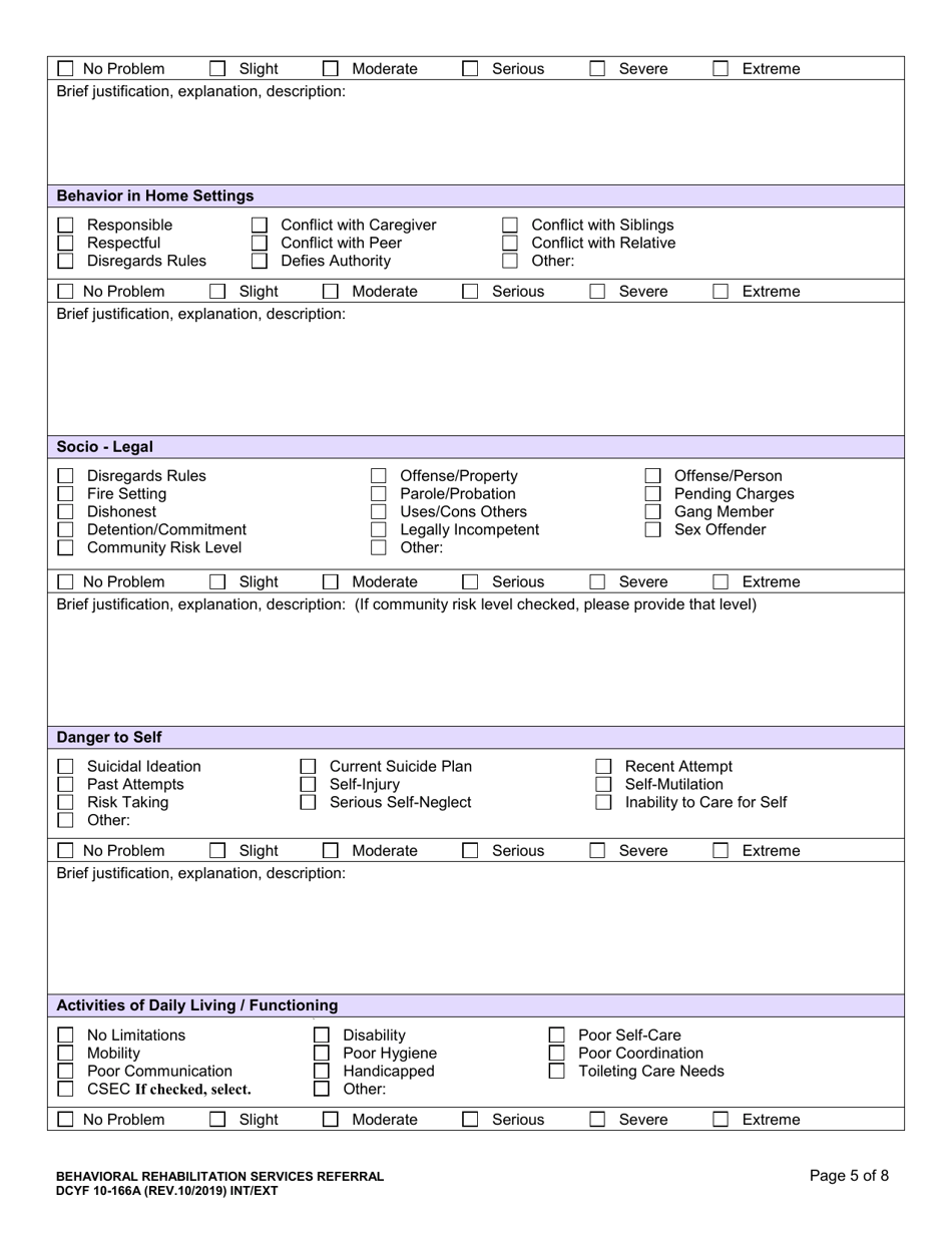 DCYF Form 10-166A Download Fillable PDF or Fill Online Behavioral ...