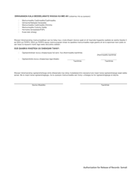DCYF Form 10-650 Authorization for Release of Records - Washington (Somali), Page 2