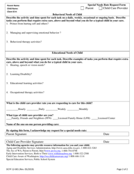 DCYF Form 12-001 Special Needs Child Care Rate Request - Washington, Page 2