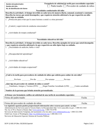DCYF Formulario 12-001 Special Needs Child Care Rate Request - Washington (Spanish), Page 2
