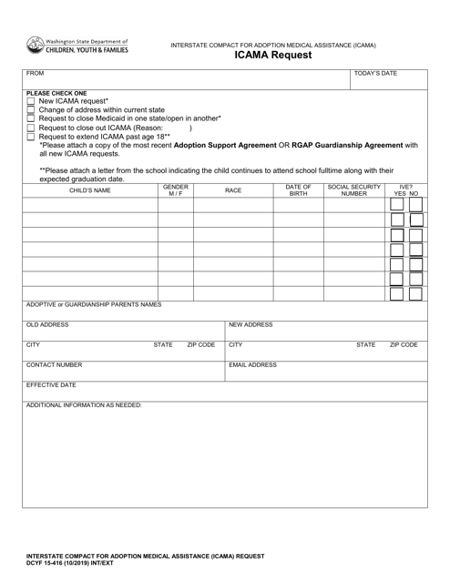DCYF Form 15-416  Printable Pdf