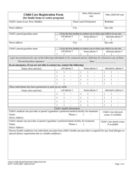 DCYF Form 15-879 Child Care Registration Form (For Family Home or Center Program) - Washington