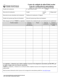 Document preview: DCYF Formulario 15-937 Centro De Cuidado De Ninos/Edad Escolar Lista De Verificacion De Antecedentes - Washington (Spanish)