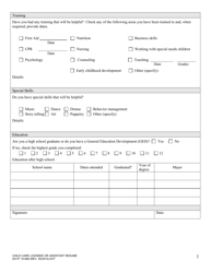 DCYF Form 15-899 Child Care Licensee or Assistant Resume - Washington, Page 2
