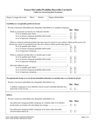 Document preview: DCYF Form 15-897 Child Care Parent/Guardian Permissions - Washington (Somali)