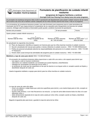 DCYF Formulario 15-895 Formulario De Planificacion De Cuidado Infantil Nocturno (Programas De Hogares Familiares Y Centros) - Washington (Spanish)