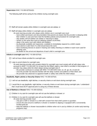 DCYF Form 15-895 Overnight Child Care Planning Form (Family Home and Center Programs) - Washington, Page 2
