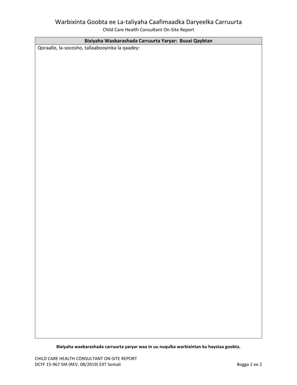 DCYF Form 15-967 Child Care Health Consultant on-Site Report - Washington (Somali), Page 2