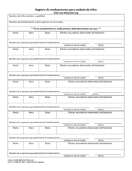 Document preview: DCYF Formulario 15-969 Registro De Medicamentos Para Cuidado De Ninos - Washington (Spanish)