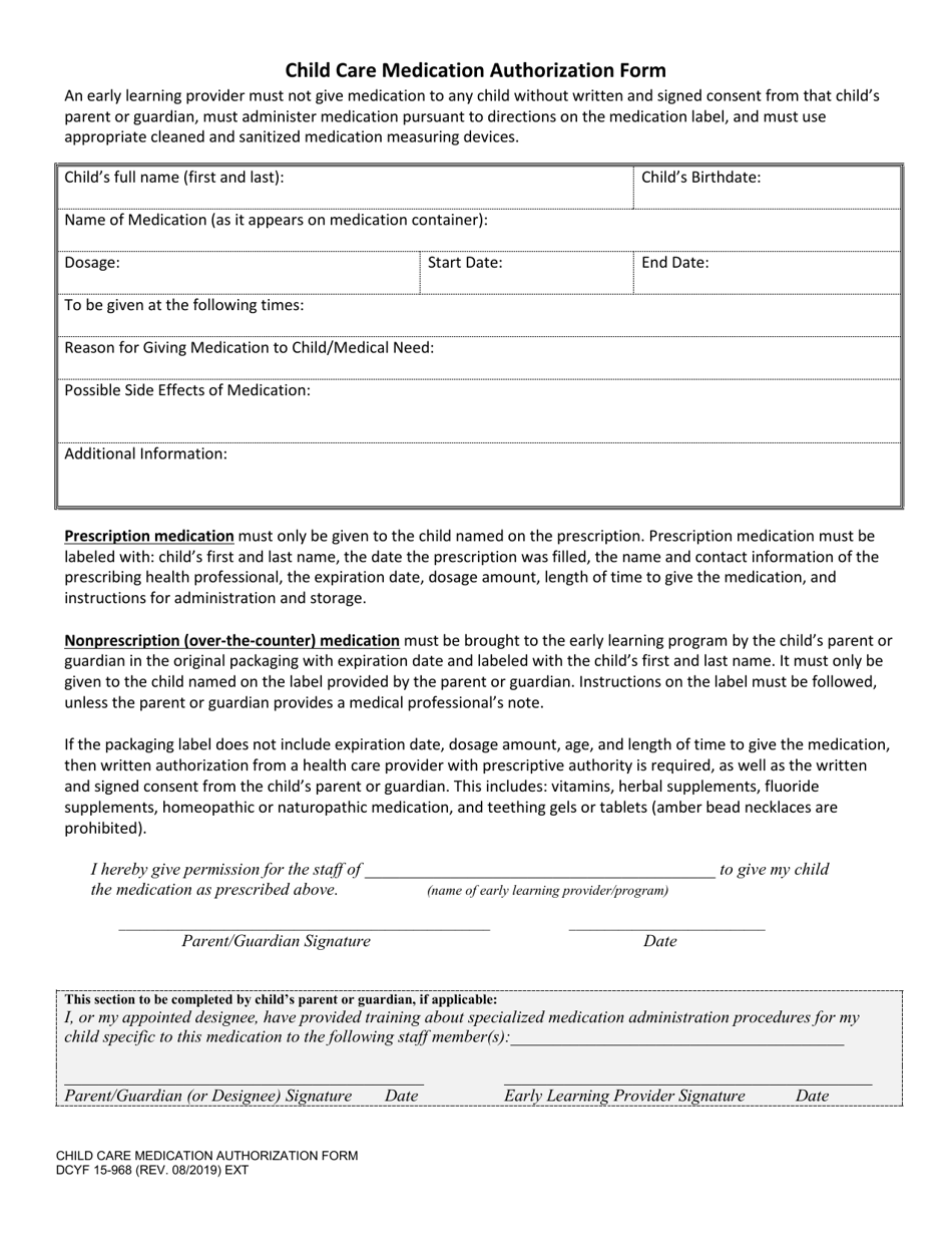 Child Care Medication Authorization Form Fill Online Printable Fillable Blank Pdffiller