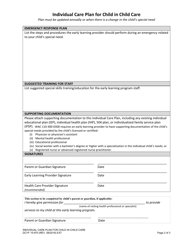 DCYF Form 15-970 Individual Care Plan for Child in Child Care - Washington, Page 2
