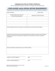 DCYF Form 15-970 Individual Care Plan for Child in Child Care - Washington, Page 3